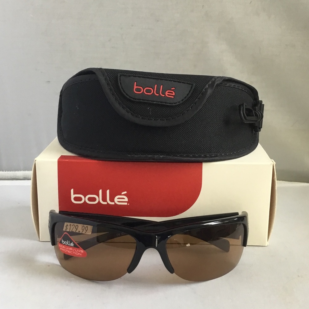 bolle Black Frame Brown Lens Sport Sunglasses with Case